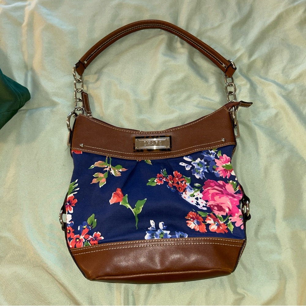 Chaps Floral Brown and Blue Women's Bag
